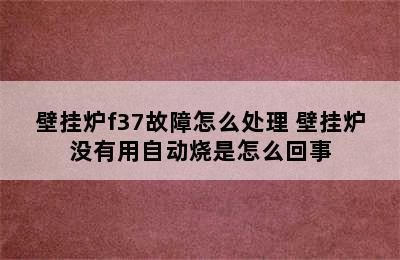 壁挂炉f37故障怎么处理 壁挂炉没有用自动烧是怎么回事